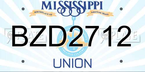 BZD2712 Mississippi License Plate
