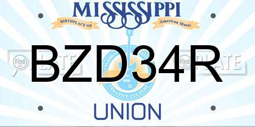 BZD34R Mississippi License Plate