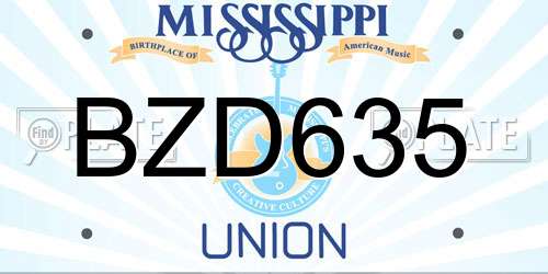 BZD635 Mississippi License Plate