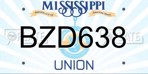 BZD638 Mississippi License Plate
