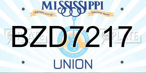 BZD7217 Mississippi License Plate