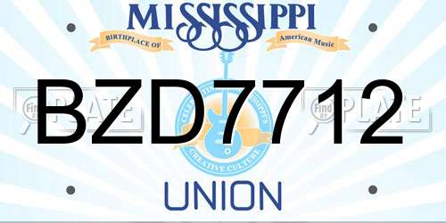 BZD7712 Mississippi License Plate