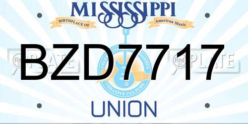 BZD7717 Mississippi License Plate
