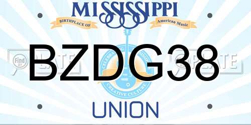 BZDG38 Mississippi License Plate