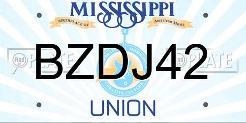 BZDJ42 Mississippi License Plate