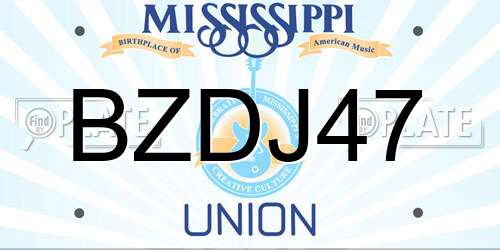 BZDJ47 Mississippi License Plate