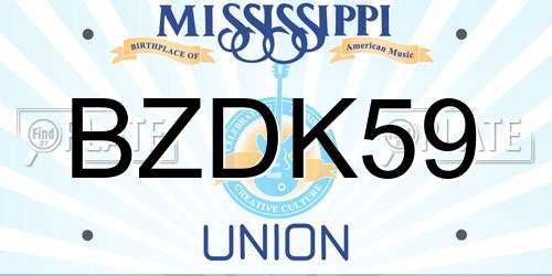 BZDK59 Mississippi License Plate