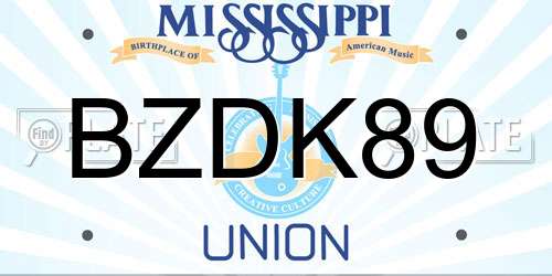 BZDK89 Mississippi License Plate