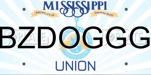 BZDOGGG Mississippi License Plate