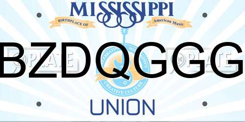 BZDQGGG Mississippi License Plate