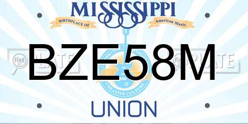 BZE58M Mississippi License Plate