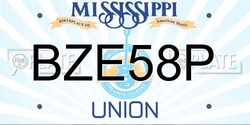 BZE58P Mississippi License Plate