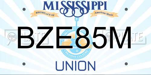 BZE85M Mississippi License Plate