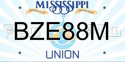 BZE88M Mississippi License Plate