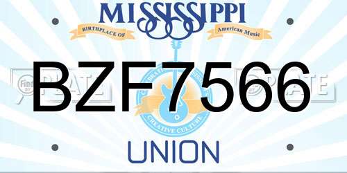 BZF7566 Mississippi License Plate