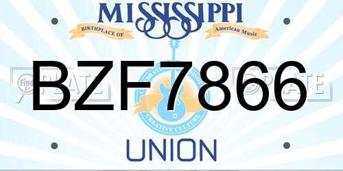 BZF7866 Mississippi License Plate