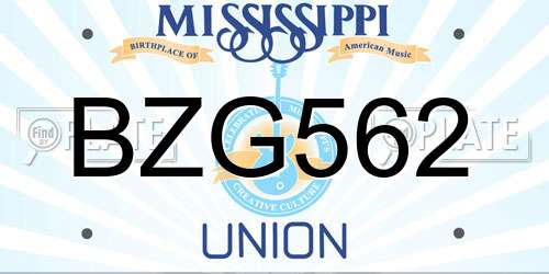 BZG562 Mississippi License Plate