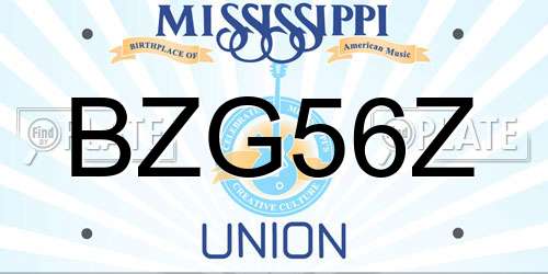 BZG56Z Mississippi License Plate