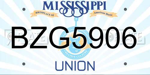 BZG5906 Mississippi License Plate