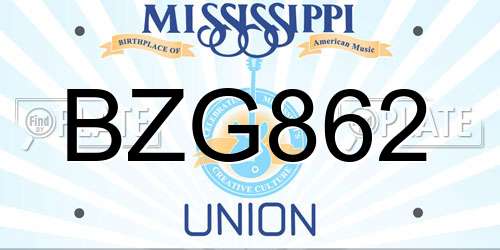 BZG862 Mississippi License Plate
