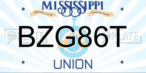 BZG86T Mississippi License Plate