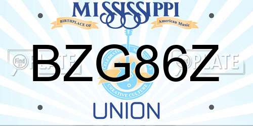 BZG86Z Mississippi License Plate