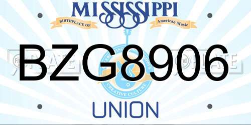 BZG8906 Mississippi License Plate