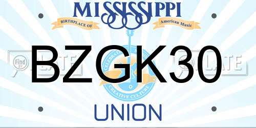 BZGK30 Mississippi License Plate