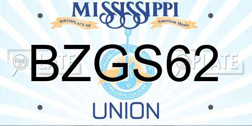BZGS62 Mississippi License Plate