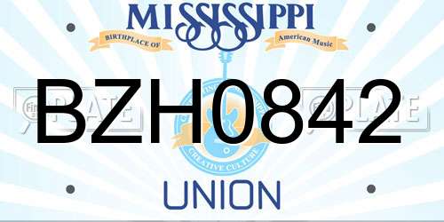 BZH0842 Mississippi License Plate
