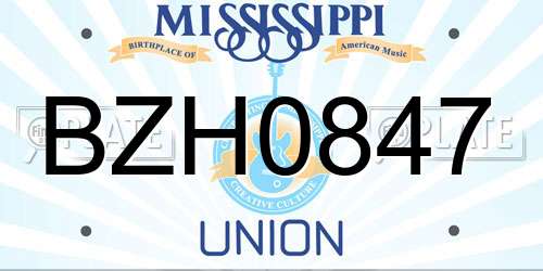 BZH0847 Mississippi License Plate