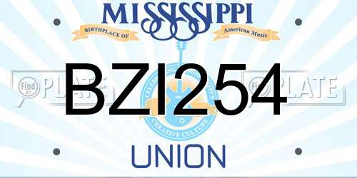 BZI254 Mississippi License Plate