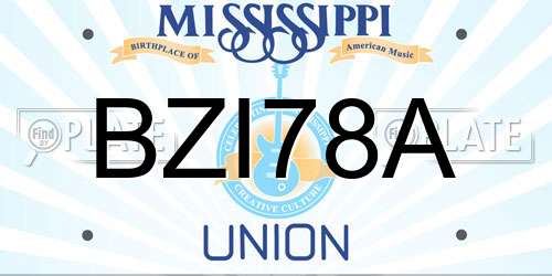 BZI78A Mississippi License Plate