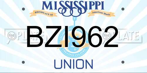 BZI962 Mississippi License Plate