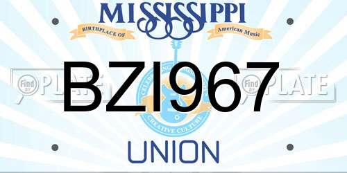 BZI967 Mississippi License Plate
