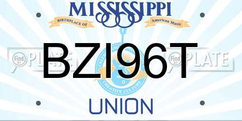 BZI96T Mississippi License Plate