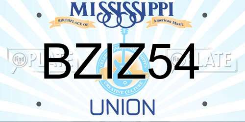 BZIZ54 Mississippi License Plate