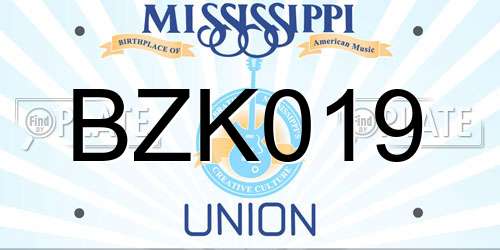 BZK019 Mississippi License Plate