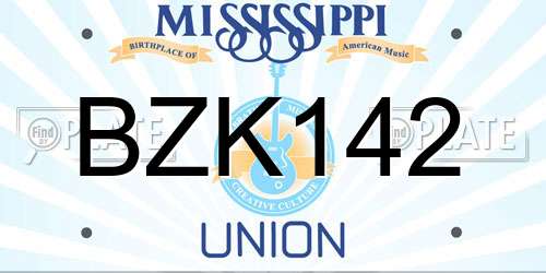 BZK142 Mississippi License Plate