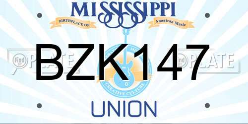 BZK147 Mississippi License Plate