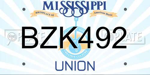 BZK492 Mississippi License Plate