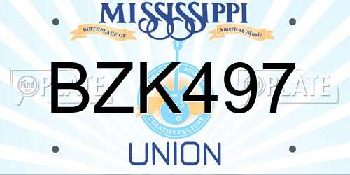 BZK497 Mississippi License Plate