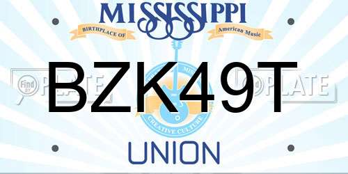 BZK49T Mississippi License Plate