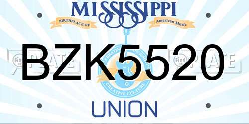 BZK5520 Mississippi License Plate