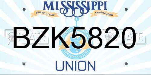 BZK5820 Mississippi License Plate