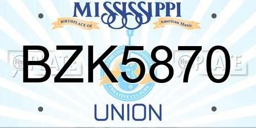 BZK5870 Mississippi License Plate