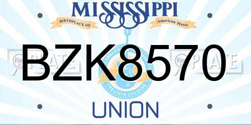 BZK8570 Mississippi License Plate