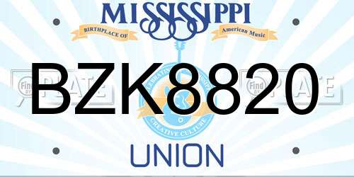 BZK8820 Mississippi License Plate