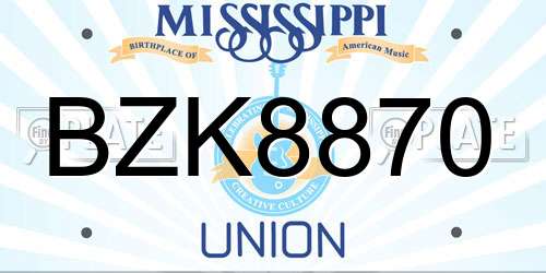 BZK8870 Mississippi License Plate