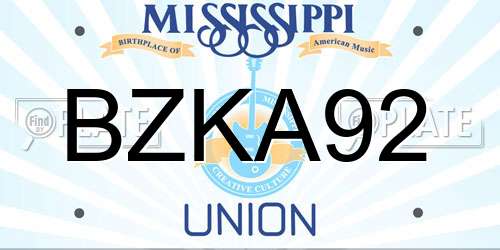 BZKA92 Mississippi License Plate